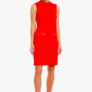 Sharagano New York Mock Neck Sleeveless Dress - Red - Size 4 - NWT
